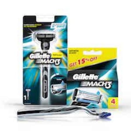 Gillette Mach3 Razor + 4 Blades (cartridges) Pack